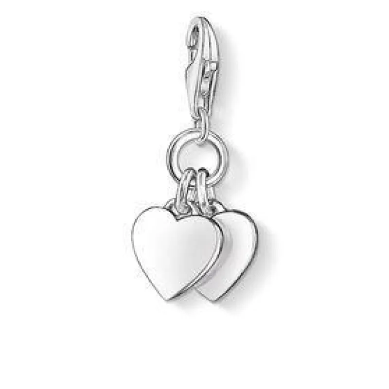 Thomas Sabo Charm Club Sterling Silver Two Heart Charm sold by C.W. Sellors
