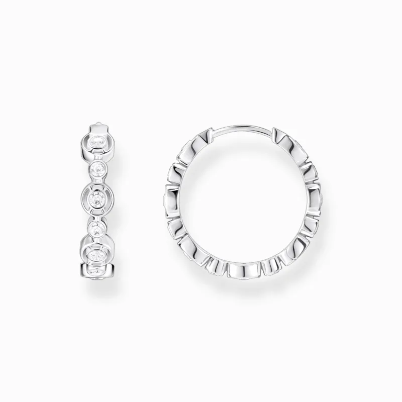 Thomas Sabo Sterling Silver White Stones Hoop Earrings sold by C.W. Sellors