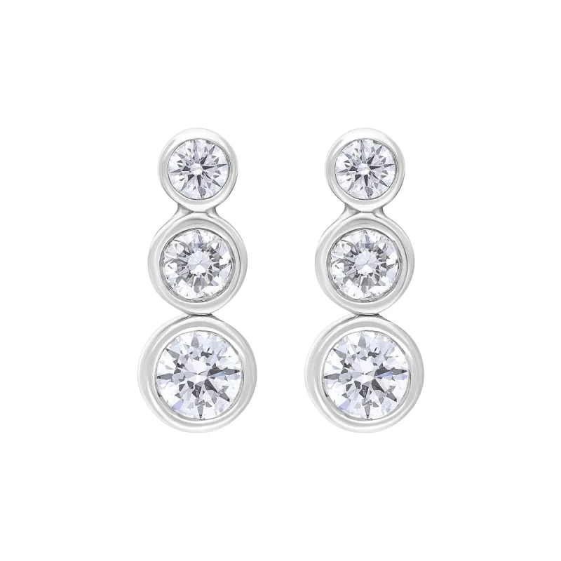 18ct White Gold 0.42ct Diamond Graduated Trilogy Earrings sold by C.W. Sellors