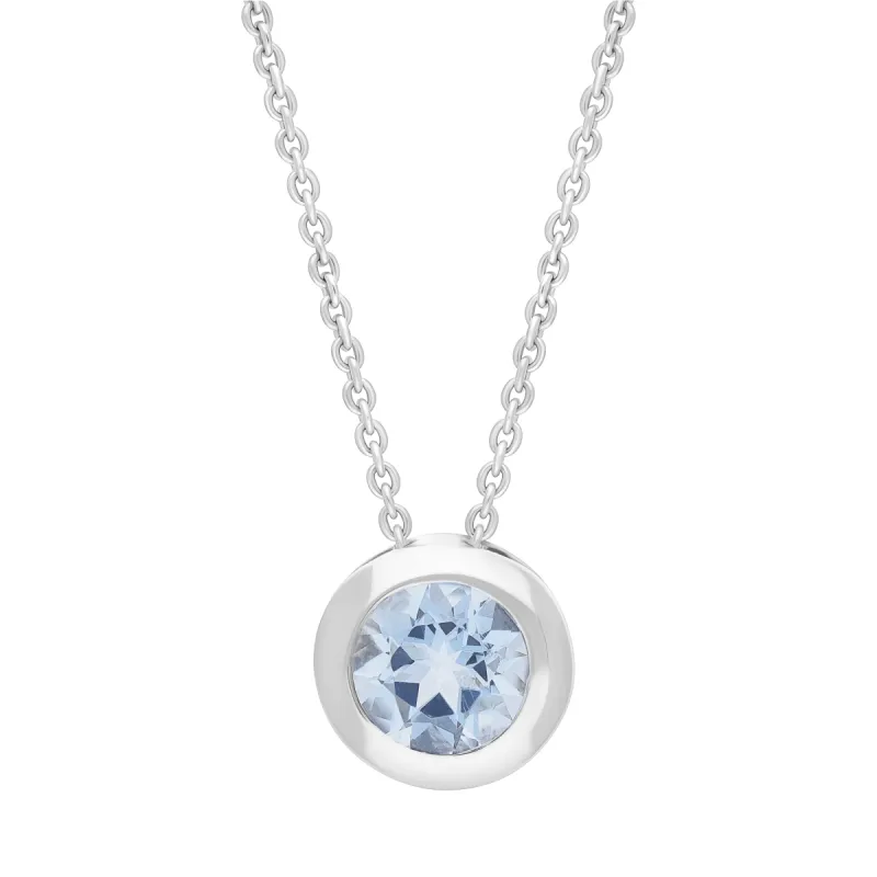 18ct White Gold 0.38ct Aquamarine Martini Slider Necklace sold by C.W. Sellors