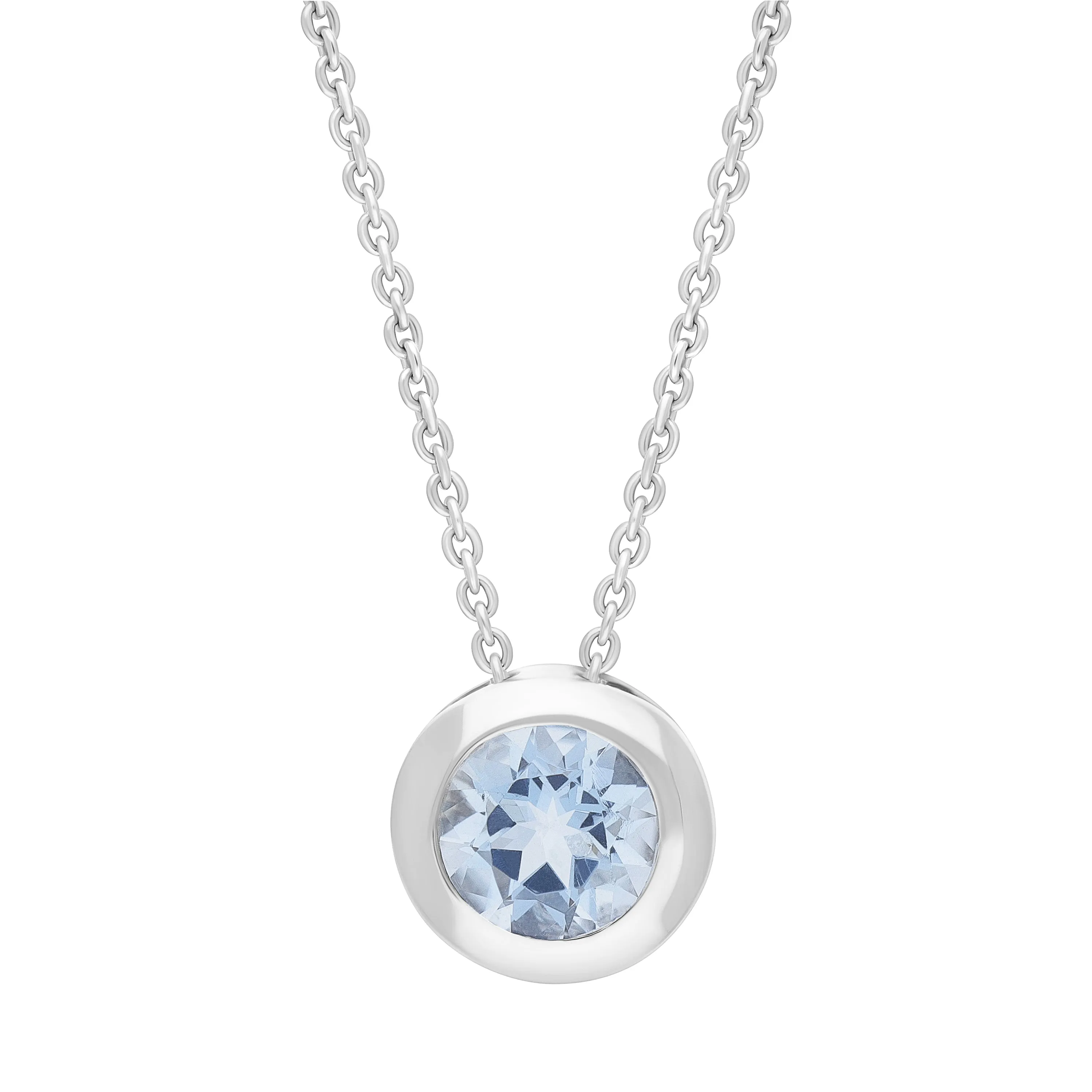 18ct White Gold 0.38ct Aquamarine Martini Slider Necklace sold by C.W. Sellors