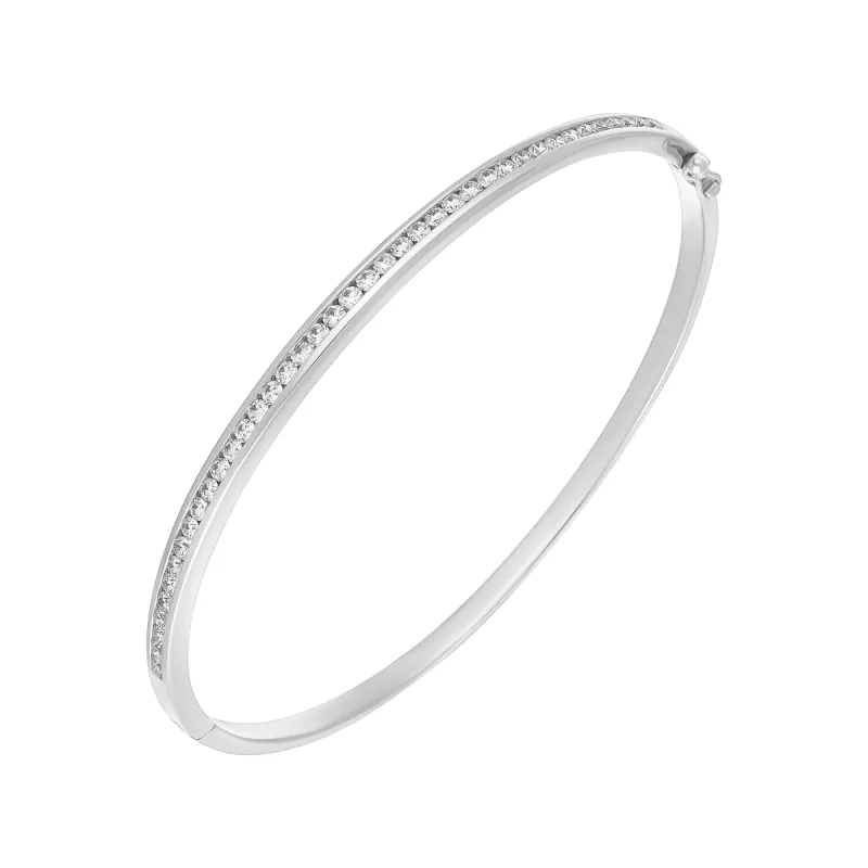 18ct White Gold 1.01ct Diamond Channel Set Bangle sold by C.W. Sellors