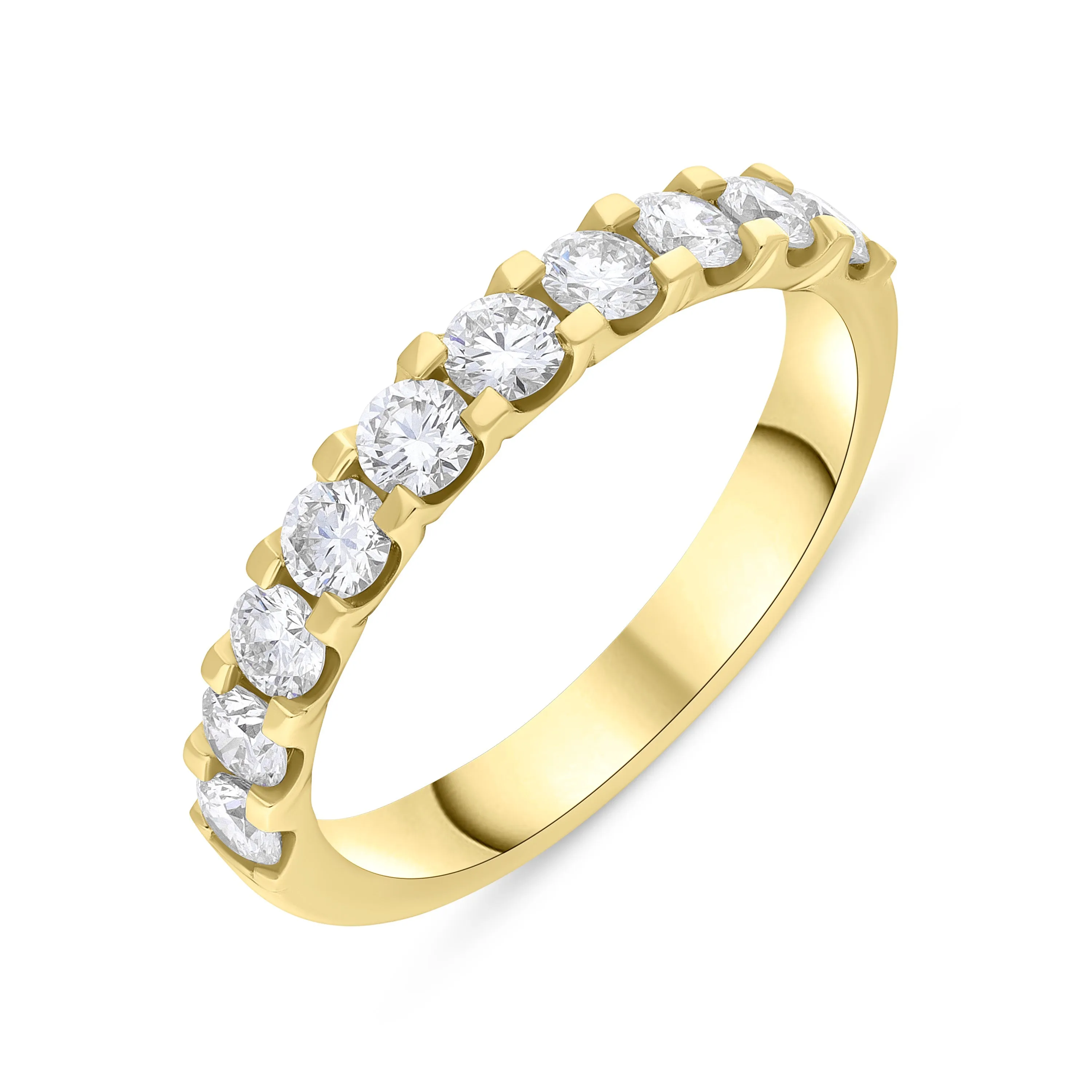 18ct Yellow Gold 0.78ct Diamond Square Claw Half Eternity Ring sold by C.W. Sellors