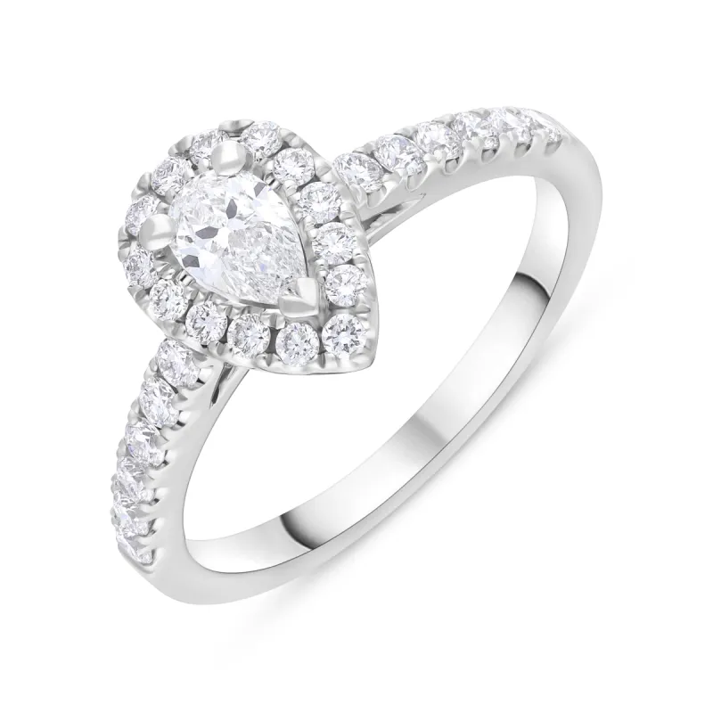 Platinum GIA Certified FVS2 0.75ct Diamond Pear Cut Cluster Ring sold by C.W. Sellors