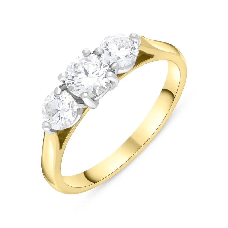 18ct Yellow Gold 1.00ct Diamond Three Stone Ring sold by C.W. Sellors