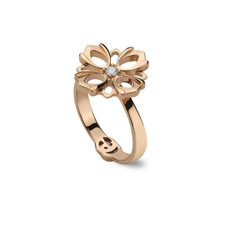 Gucci Flora 18ct Rose Gold Diamond Ring sold by C.W. Sellors
