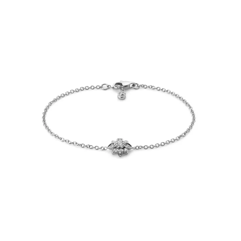 Gucci Flora 18ct White Gold Diamond Chain Bracelet sold by C.W. Sellors