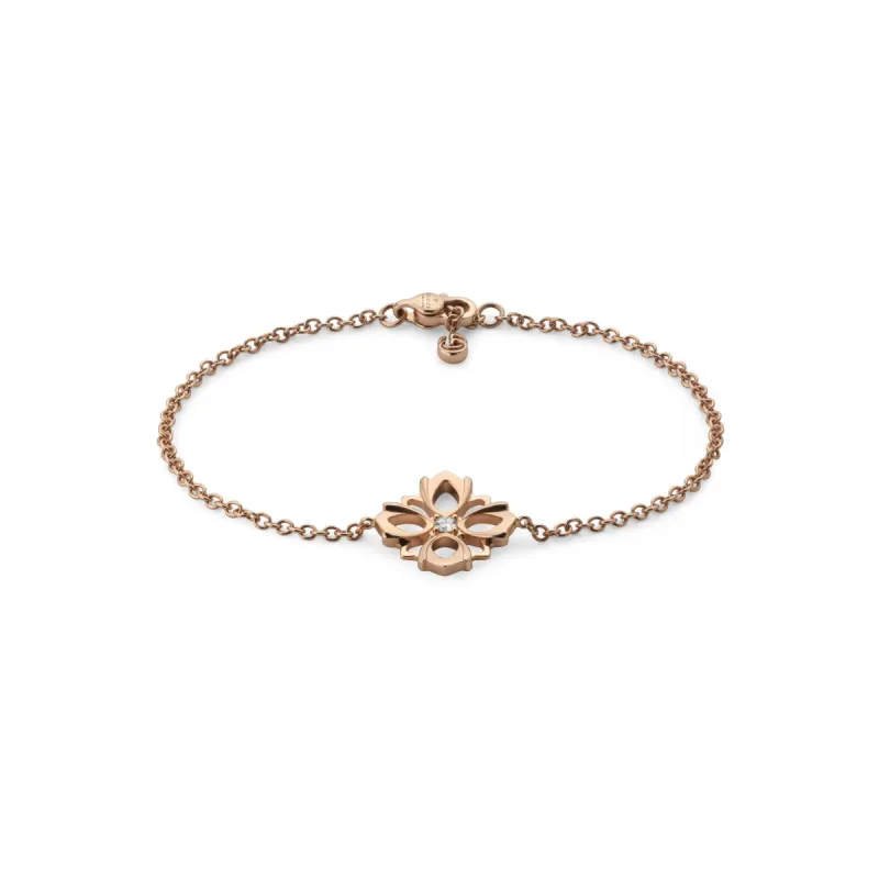 Gucci Flora 18ct Rose Gold Diamond Chain Bracelet sold by C.W. Sellors