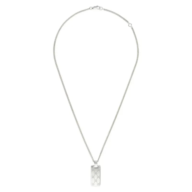 Gucci Signature Sterling Silver GG Tag Necklace sold by C.W. Sellors