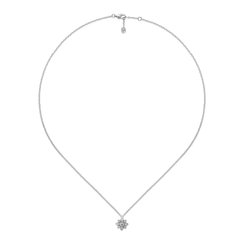 Gucci Flora 18ct White Gold Diamond Chain Necklace D sold by C.W. Sellors