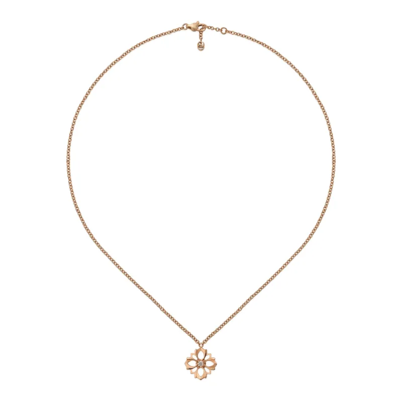 Gucci Flora 18ct Rose Gold Diamond Chain Necklace sold by C.W. Sellors