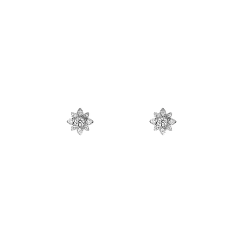Gucci Flora 18ct White Gold Diamond Earrings D sold by C.W. Sellors