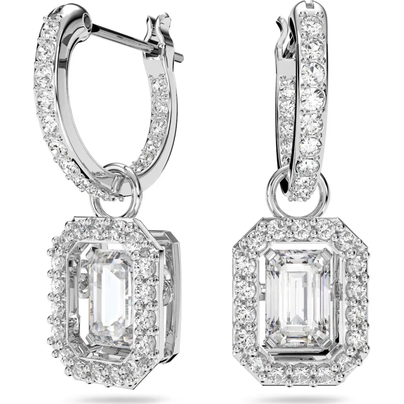 Swarovski Una Rhodium Plated Crystal Drop Earrings sold by C.W. Sellors