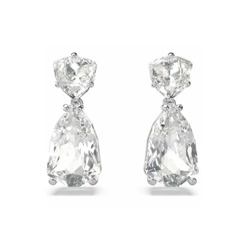 Swarovski Mesmera Rhodium Plated Crystal Drop Earrings sold by C.W. Sellors