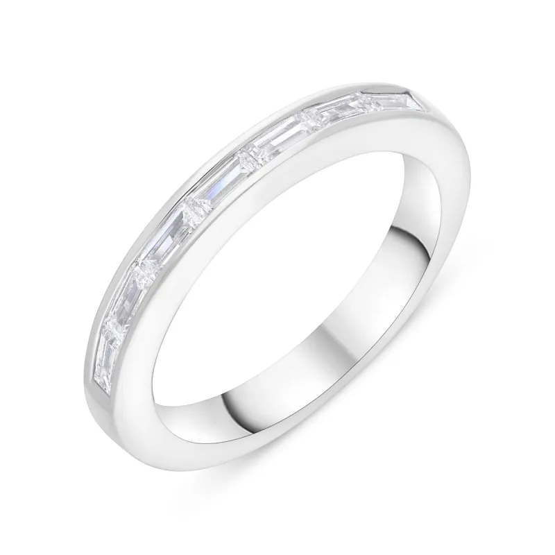 Platinum 0.52ct Diamond Baguette Cut Channel Set Half Eternity Ring sold by C.W. Sellors