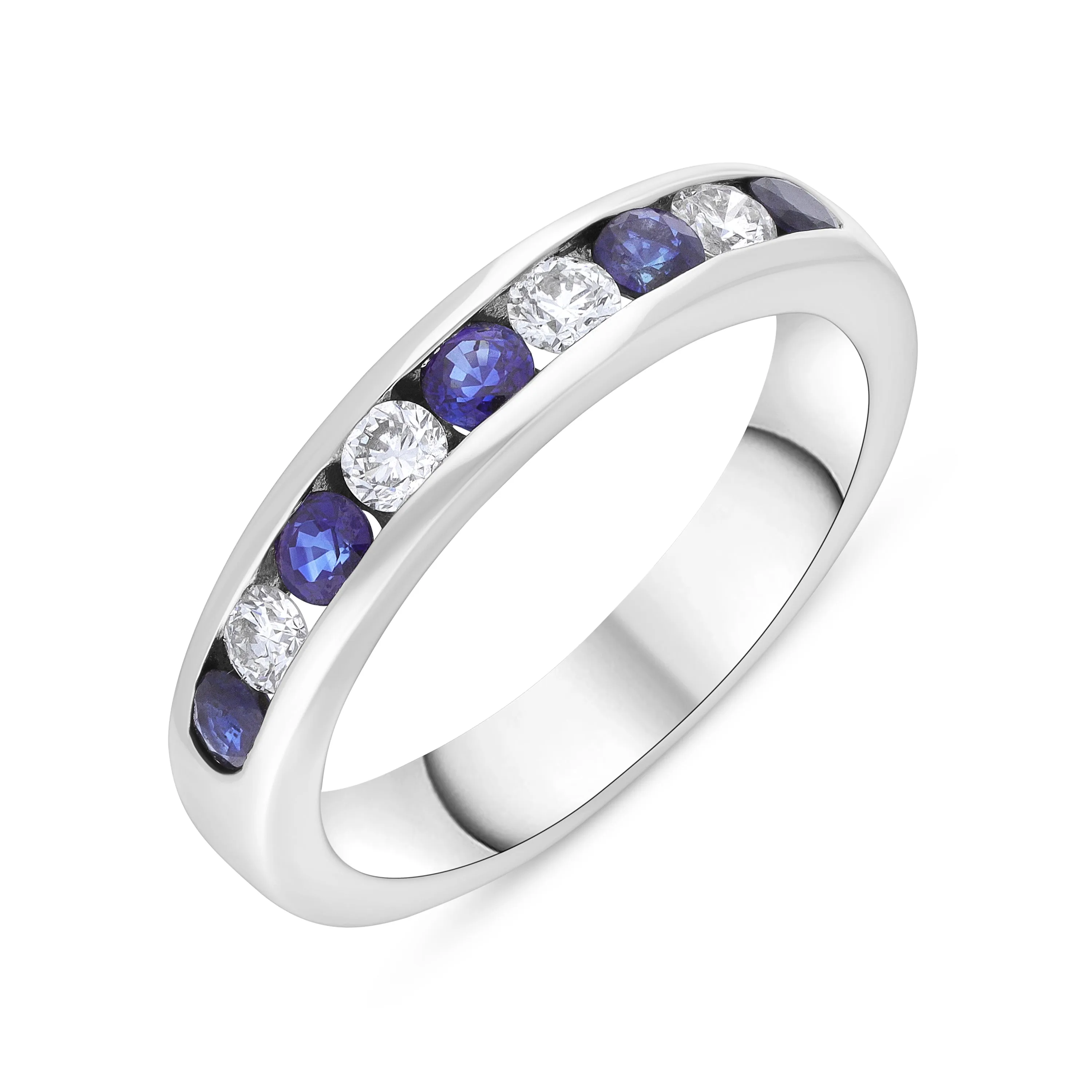 18ct White Gold 0.48ct Sapphire 0.26ct Diamond Channel Set Half Eternity Ring sold by C.W. Sellors