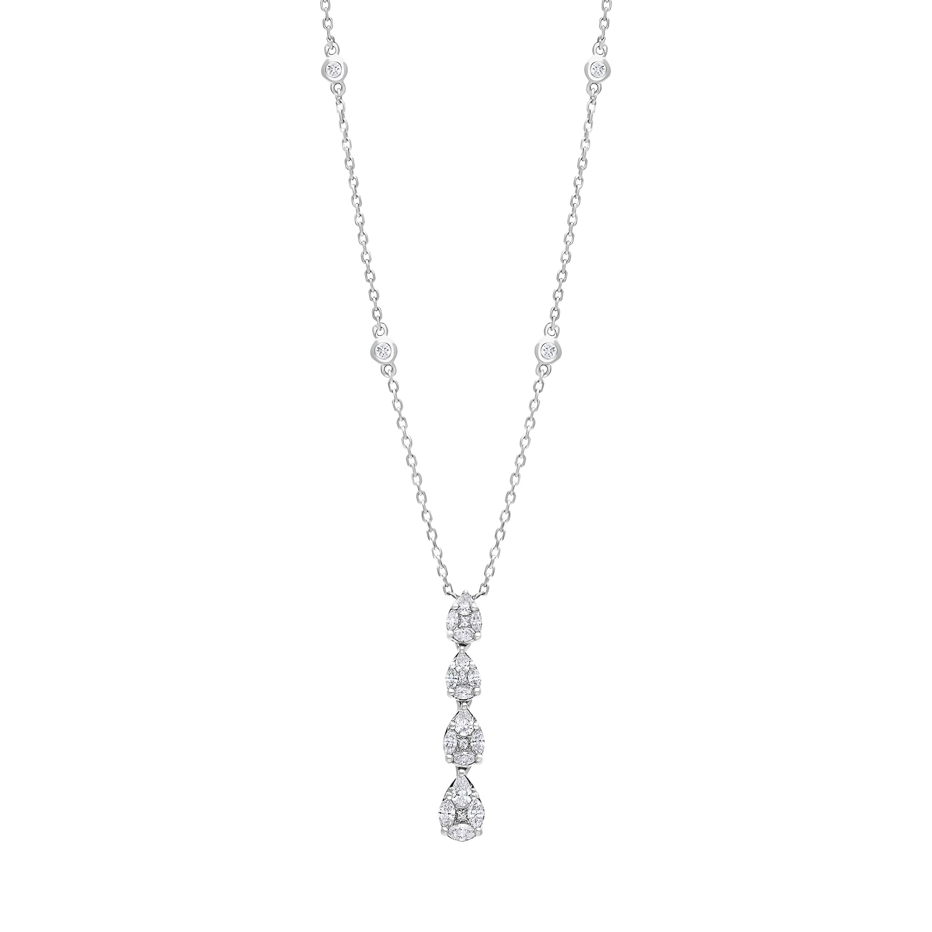 18ct White Gold 0.89ct Diamond Drop Necklace sold by C.W. Sellors product image thumbnail 3