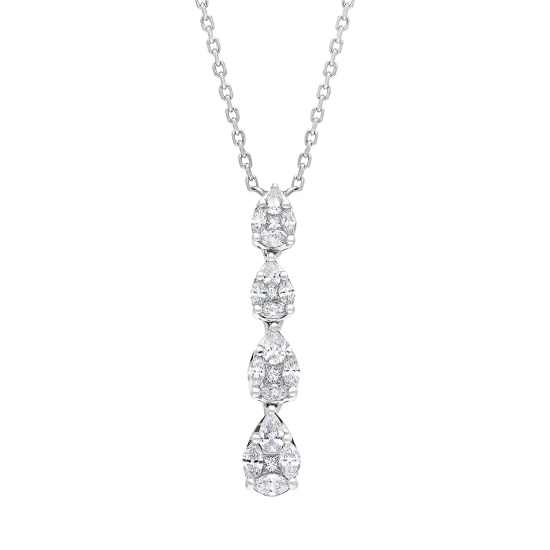 18ct White Gold 0.89ct Diamond Drop Necklace sold by C.W. Sellors