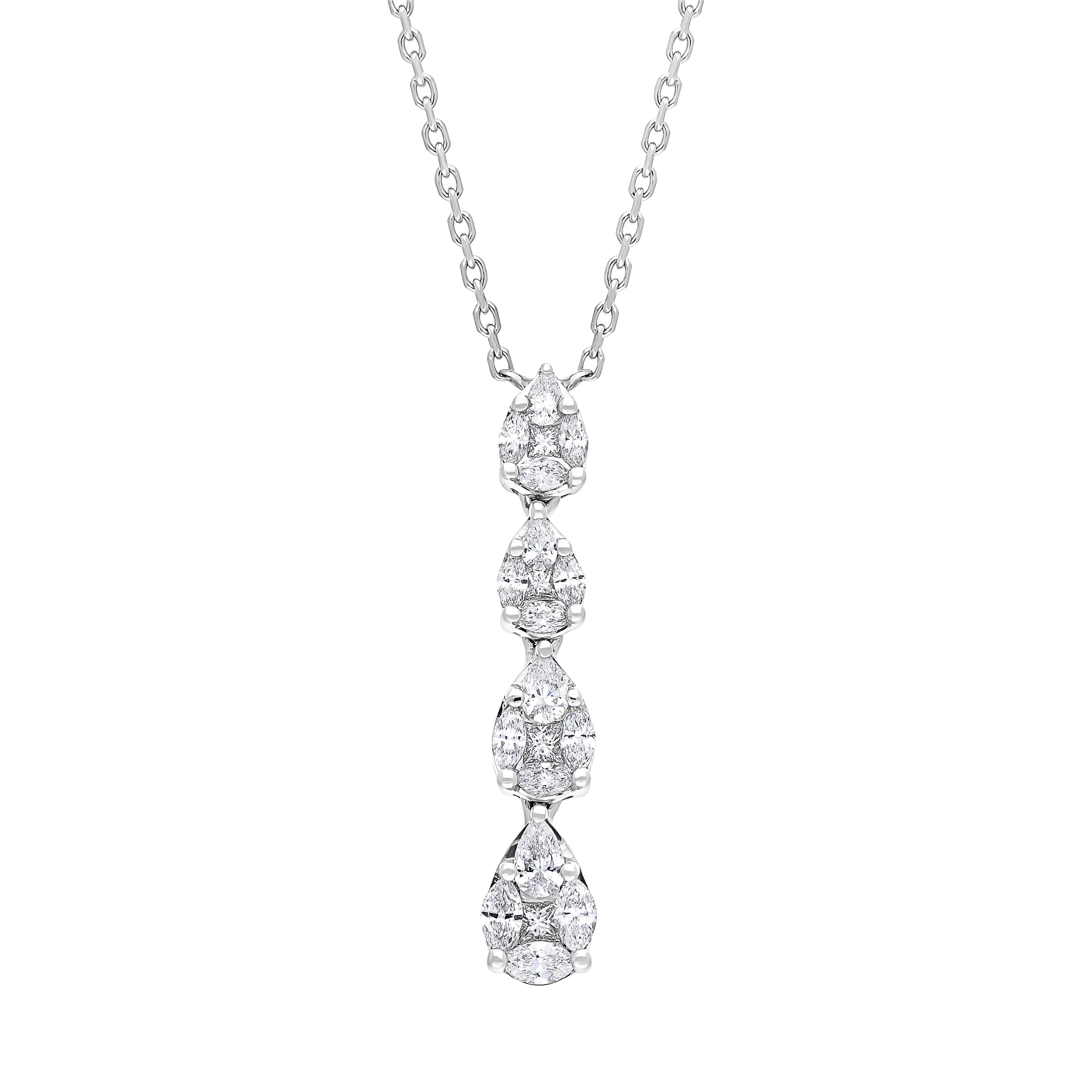 18ct White Gold 0.89ct Diamond Drop Necklace sold by C.W. Sellors