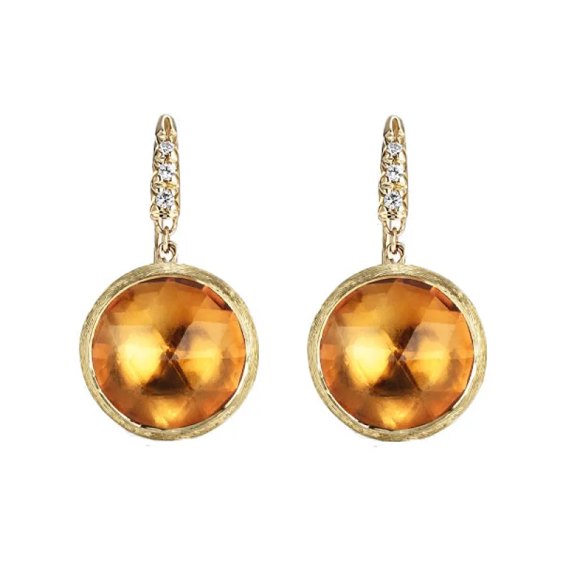 Marco Bicego Jaipur 18ct Yellow Gold Yellow Quartz Diamond Drop Earrings sold by C.W. Sellors