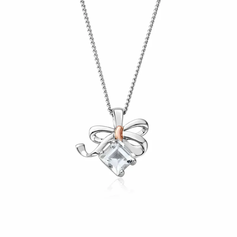 Clogau Sterling Silver Christmas Bow Necklace sold by C.W. Sellors