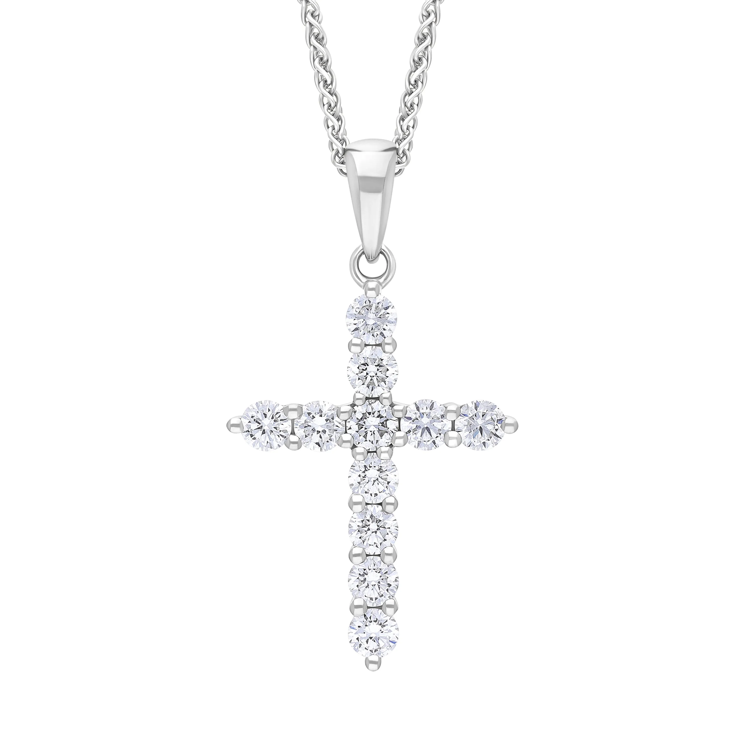 18ct White Gold 0.50ct Diamond Cross Necklace sold by C.W. Sellors