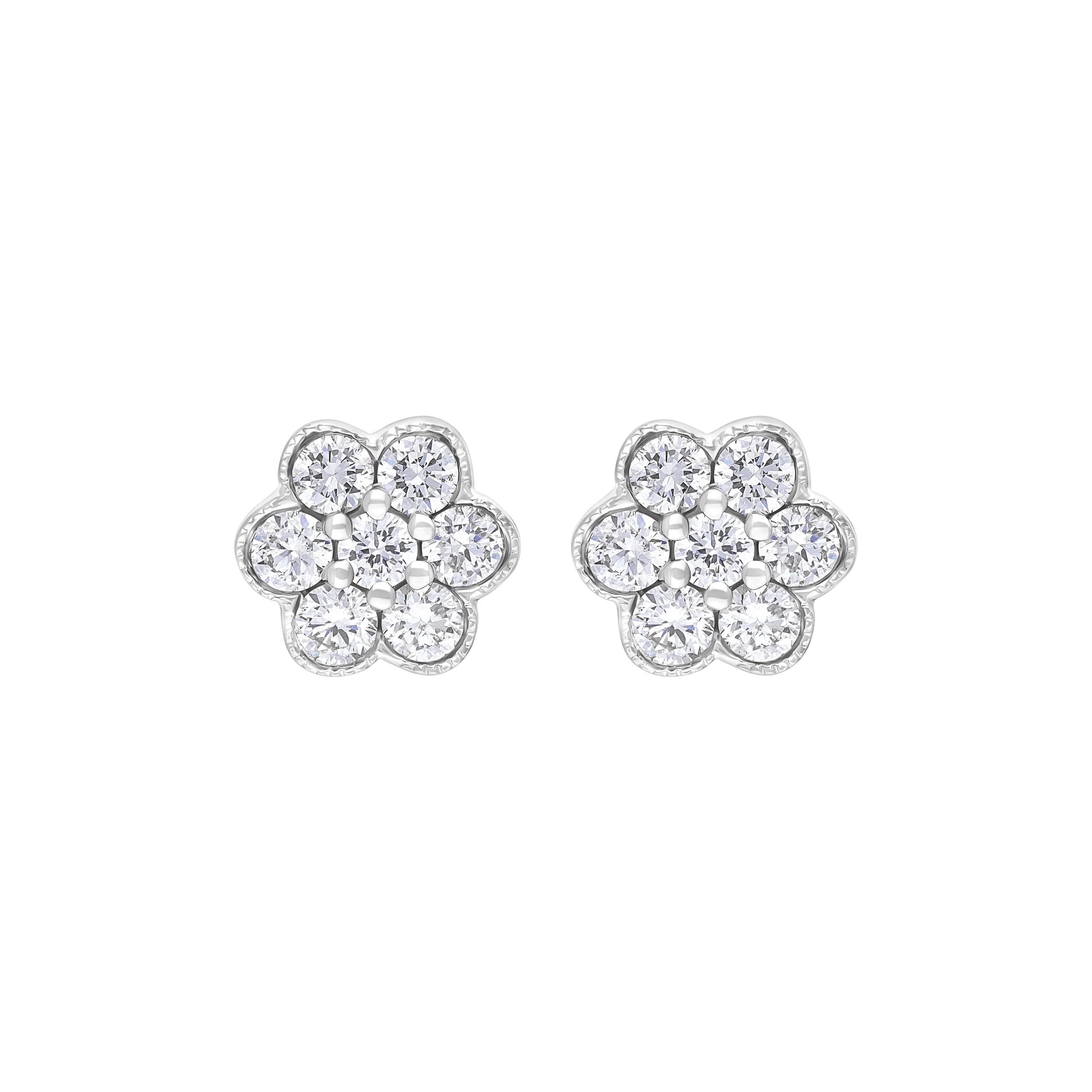 18ct White Gold 0.27ct Diamond Flower Cluster Stud Earrings sold by C.W. Sellors