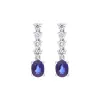 18ct White Gold 1.00ct Sapphire 0.32ct Diamond Drop Earrings sold by C.W. Sellors