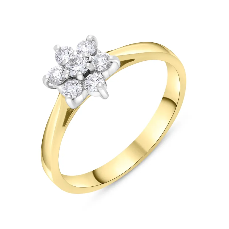 18ct Yellow Gold 0.34ct Diamond Cluster Ring sold by C.W. Sellors