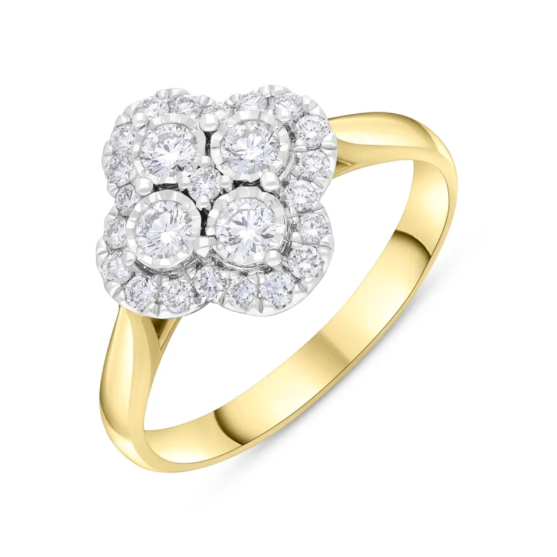 18ct Yellow Gold 0.46ct Diamond Illusion Set Cluster Ring sold by C.W. Sellors