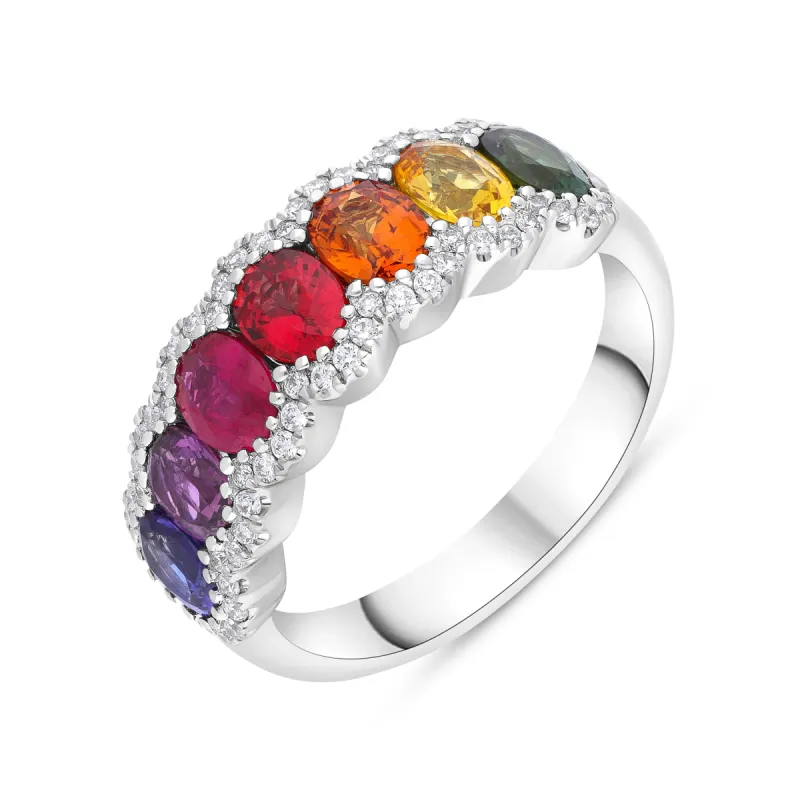 18ct White Gold 2.14ct Sapphire 0.23ct Diamond Half Eternity Ring sold by C.W. Sellors