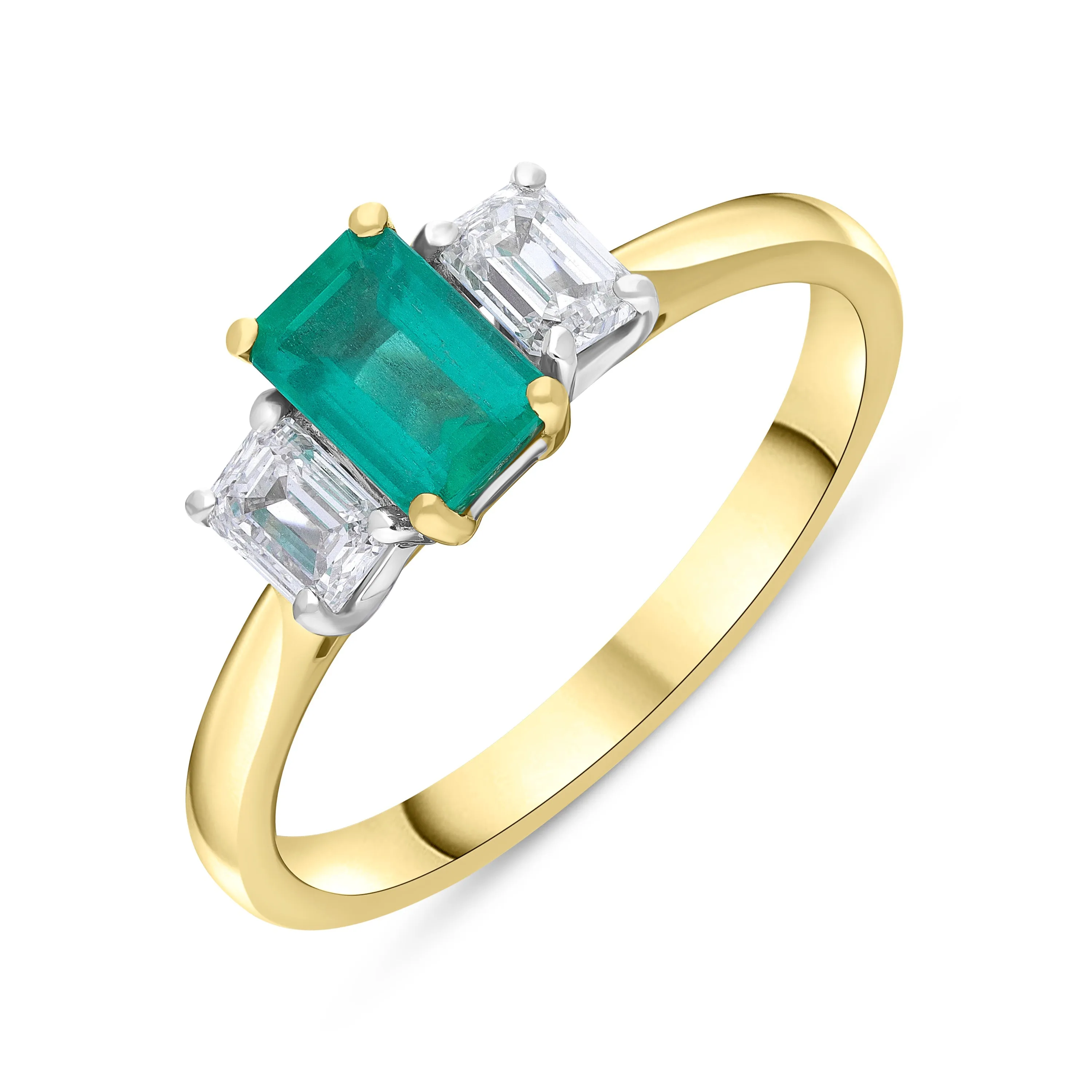 18ct Yellow Gold 0.59ct Emerald 0.47ct Diamond Emerald Cut Ring sold by C.W. Sellors