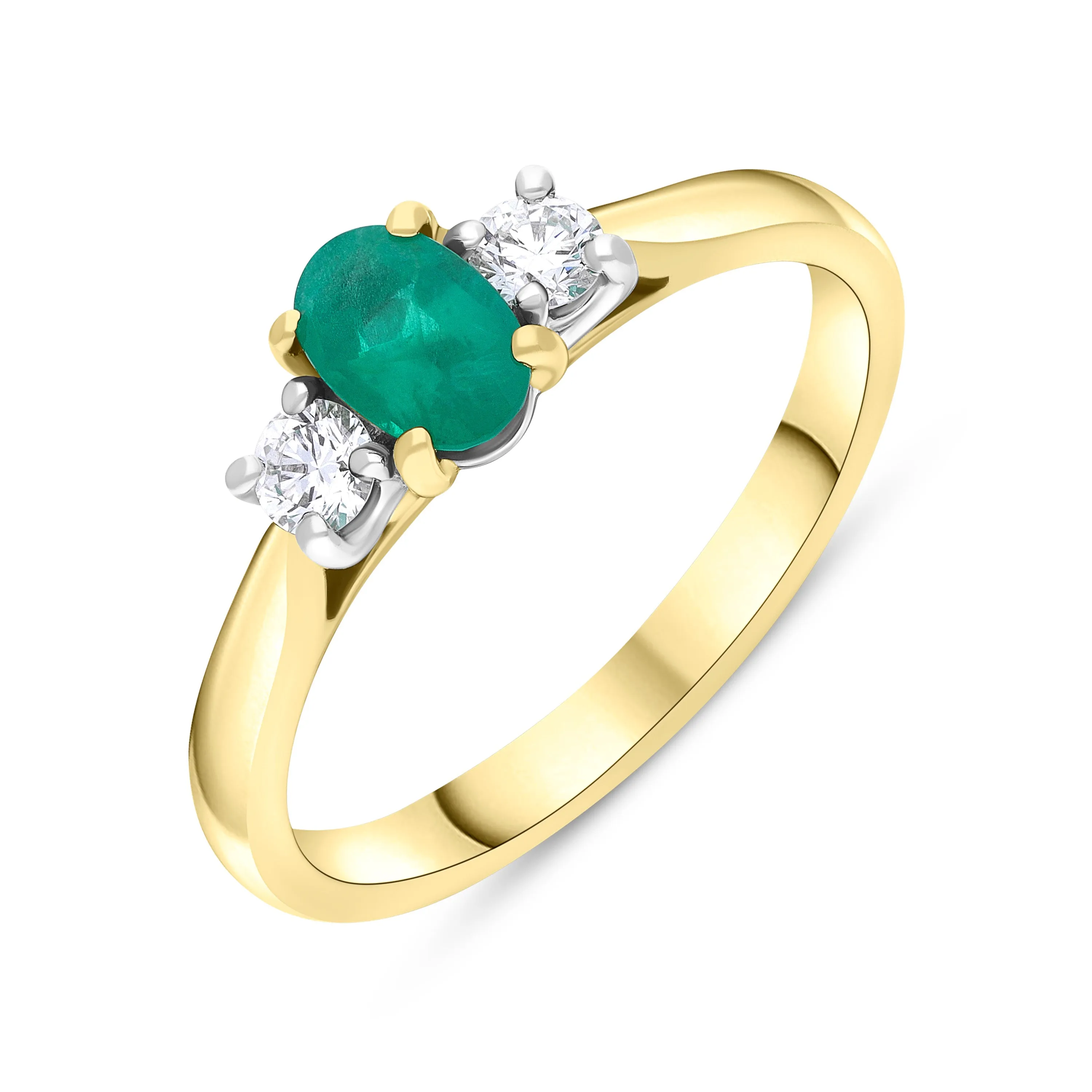 18ct Yellow Gold 0.41ct Emerald 0.20ct Diamond Oval Ring sold by C.W. Sellors