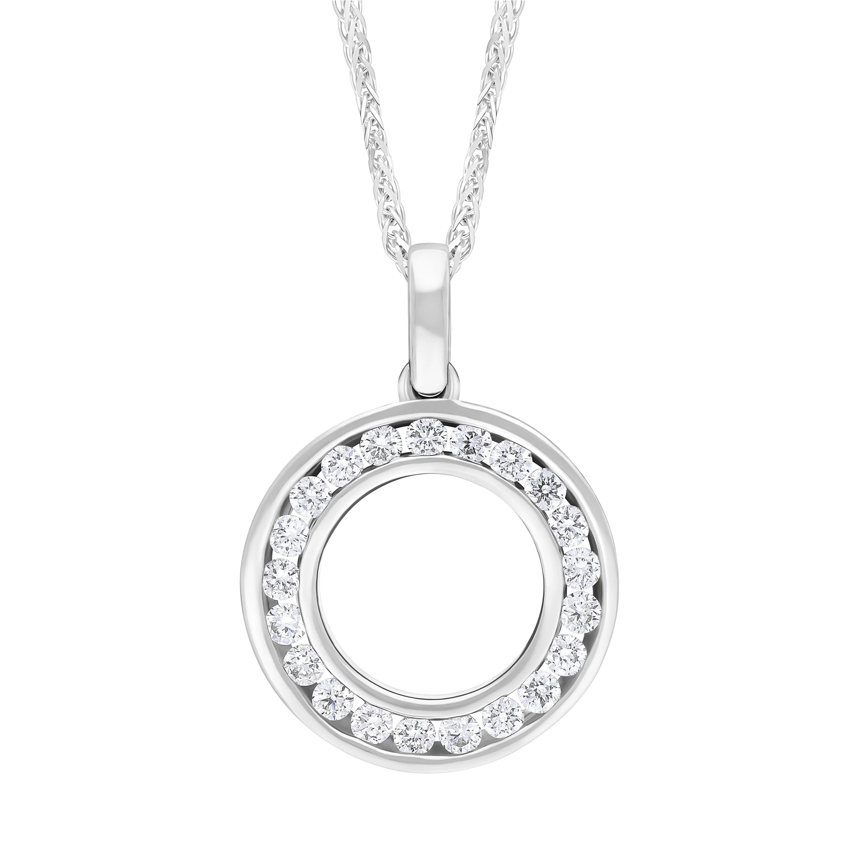 18ct White Gold 0.25ct Diamond Circle Necklace sold by C.W. Sellors