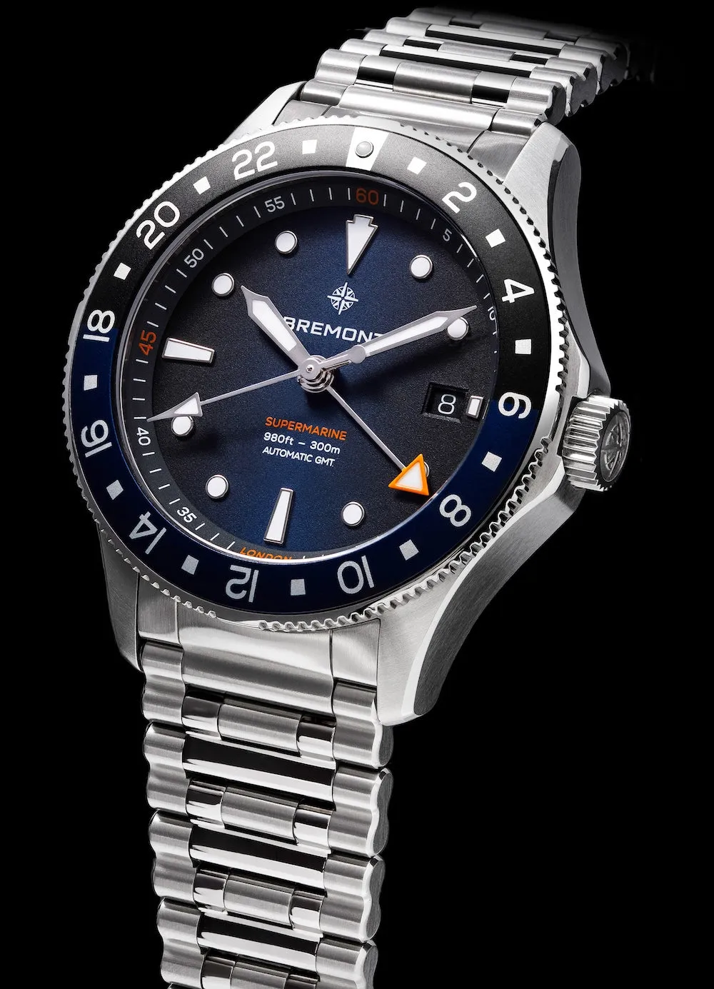 Bremont Supermarine 300M GMT Blue Black Bracelet Limited Edition Watch sold by C.W. Sellors product image thumbnail 3