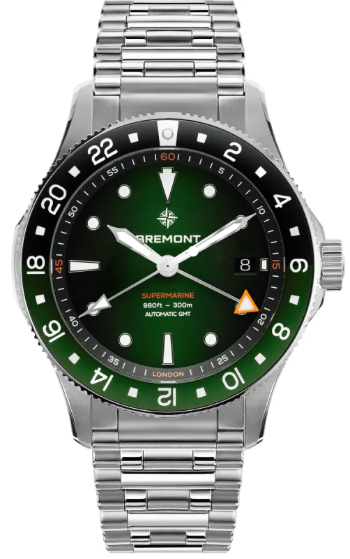 Bremont Supermarine 300M GMT Green Black Bracelet Watch sold by C.W. Sellors