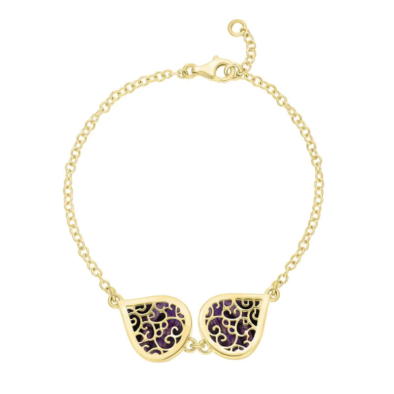 18ct Yellow Gold Blue John Flore Filigree Bracelet sold by C.W. Sellors