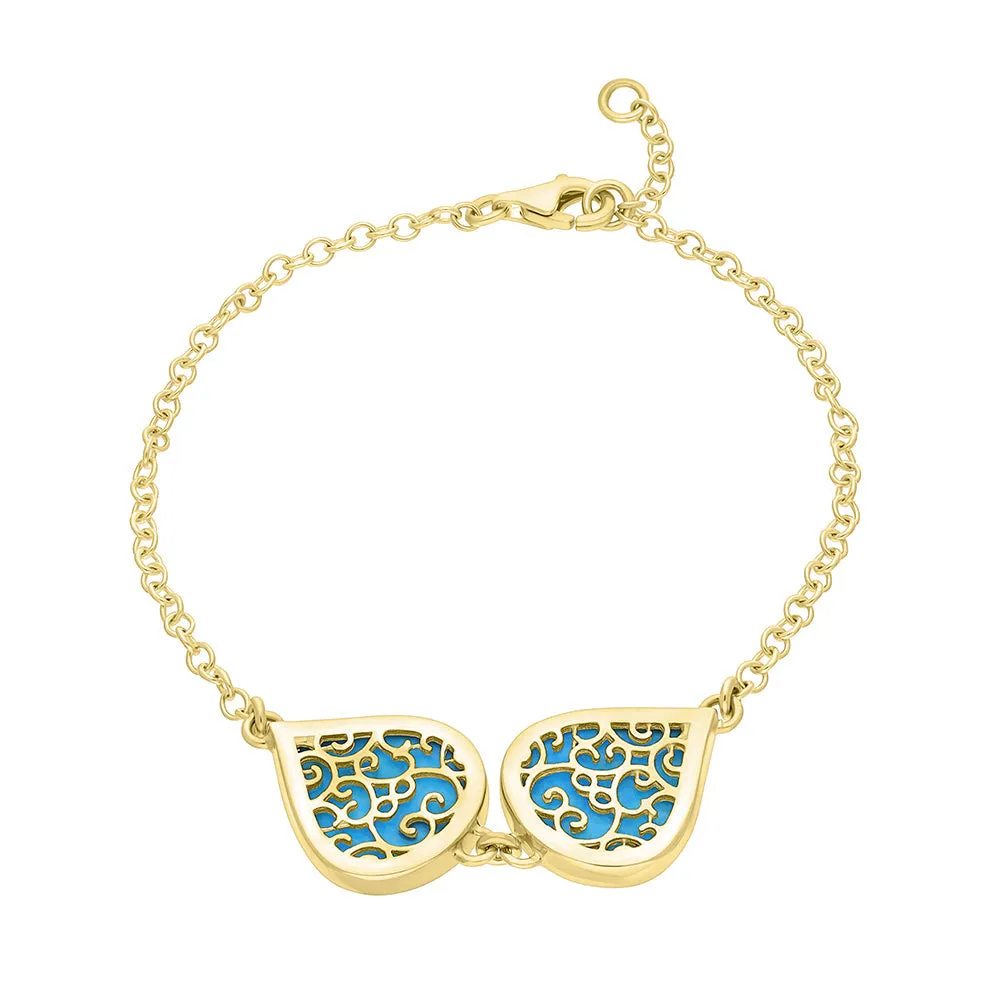 18ct Yellow Gold Turquoise Flore Filigree Bracelet sold by C.W. Sellors product image thumbnail 2