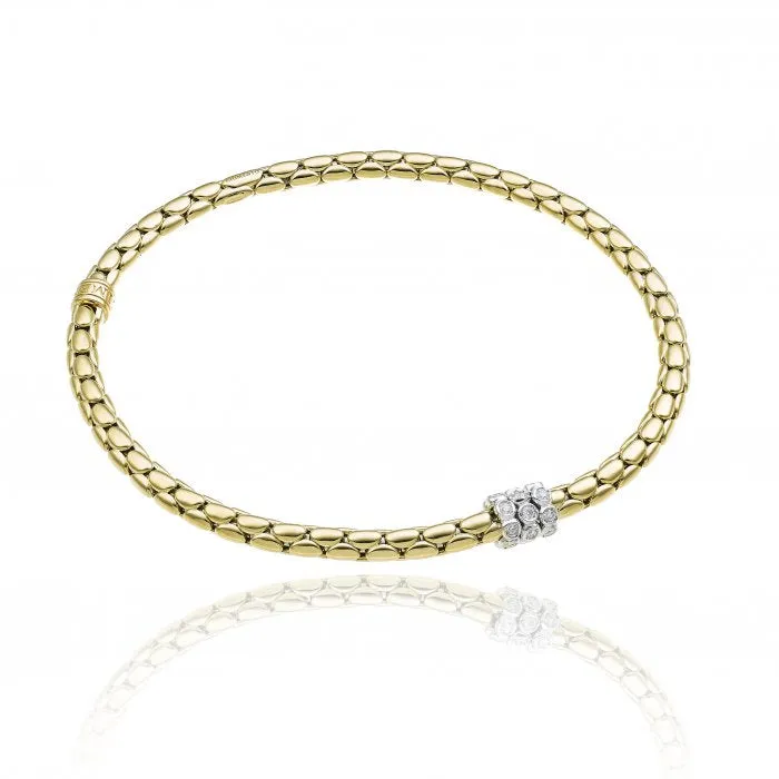 Chimento Stretch Spring 18ct Yellow Gold 0.21ct Diamond Triple Rondelle Bracelet D sold by C.W. Sellors