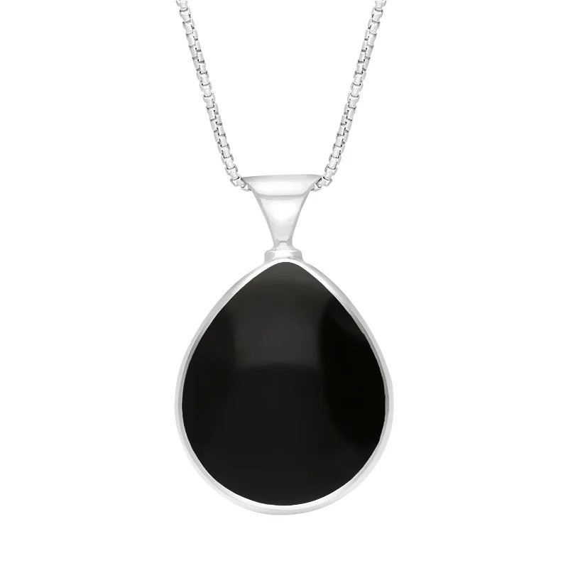 Sterling Silver Whitby Jet Blue John King's Coronation Hallmark Double Sided Pear-shaped Necklace D sold by C.W. Sellors product image thumbnail 2