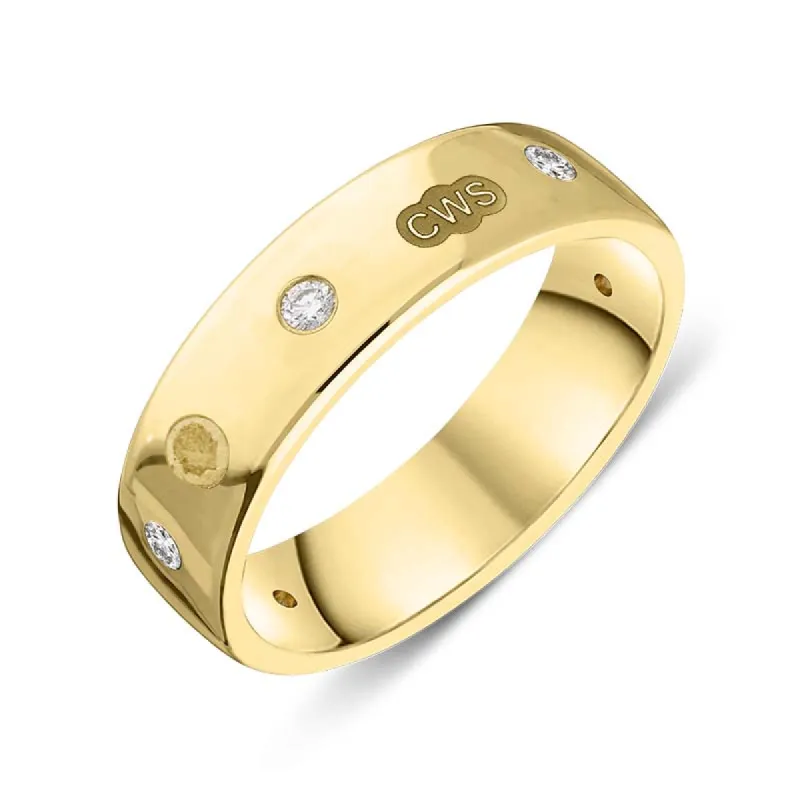 18ct Yellow Gold 0.18ct Diamond King's Coronation Hallmark 6mm Ring D sold by C.W. Sellors