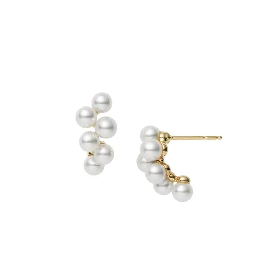 Mikimoto 18ct Yellow Gold Akoya Cultured Pearl Cluster Earrings sold by C.W. Sellors