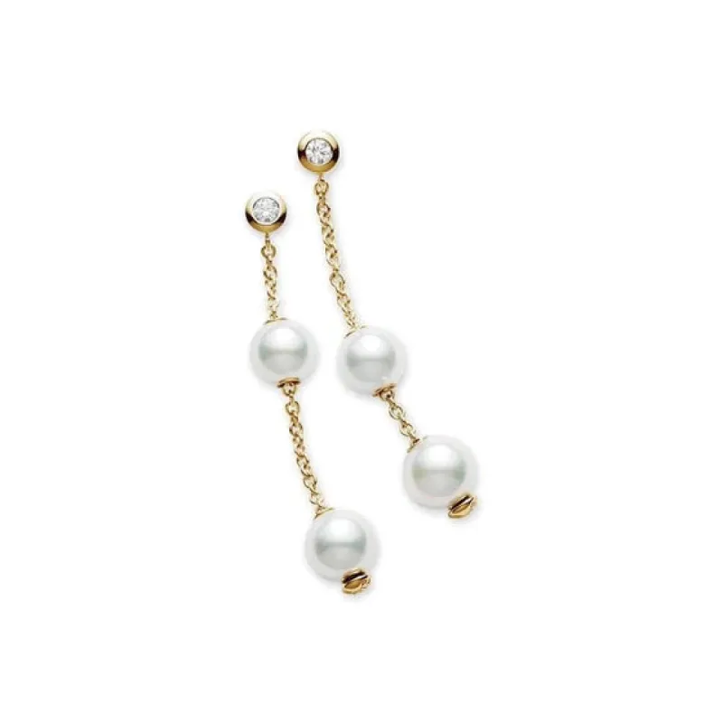 Mikimoto Pearls in Motion 18ct Yellow Gold Akoya Cultured Pearl Earrings sold by C.W. Sellors