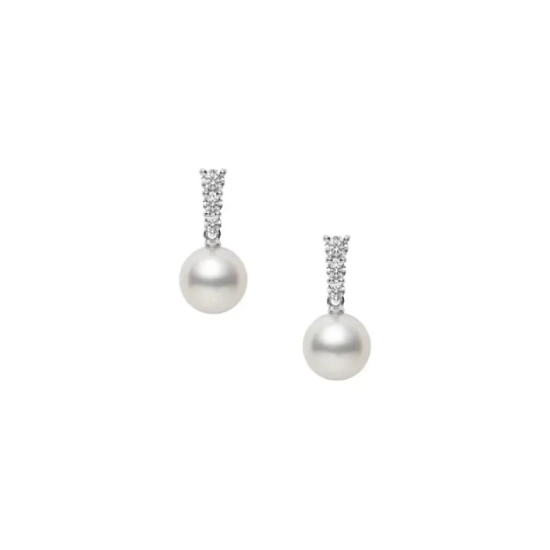Mikimoto Morning Dew 18ct White Gold Akoya Cultured Pearl 0.24ct Diamond Earrings sold by C.W. Sellors
