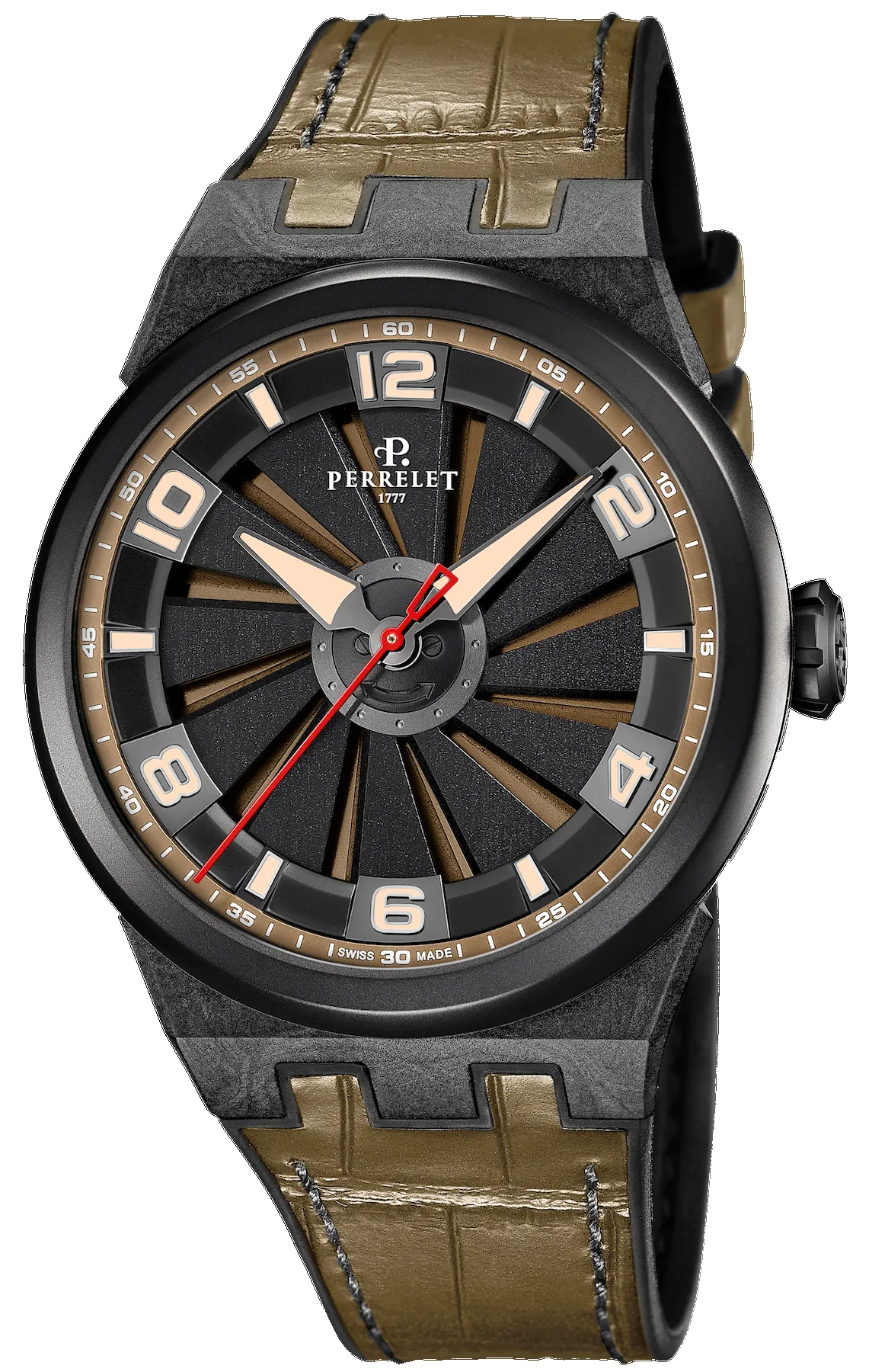 Perrelet Turbine Carbon Khaki Watch sold by C.W. Sellors