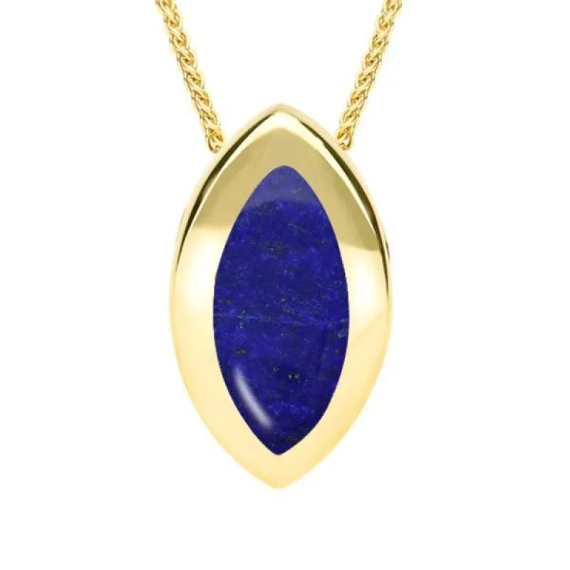 9ct Yellow Gold Lapis Lazuli Framed Marquise Necklace sold by C.W. Sellors