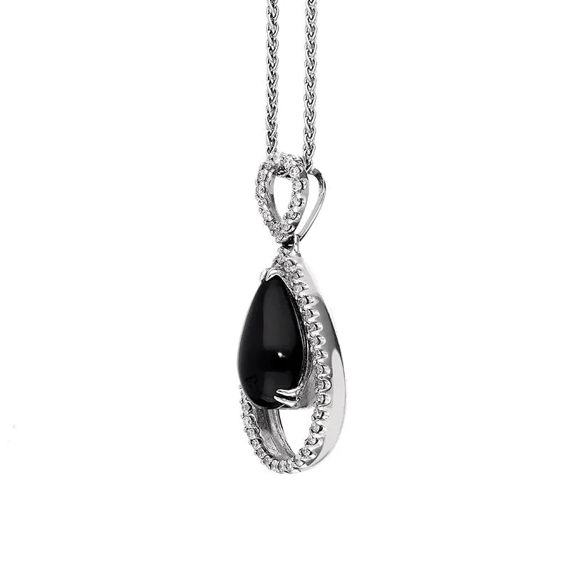 18ct White Gold Whitby Jet 0.31ct Diamond Open Pear Necklace D sold by C.W. Sellors product image thumbnail 3