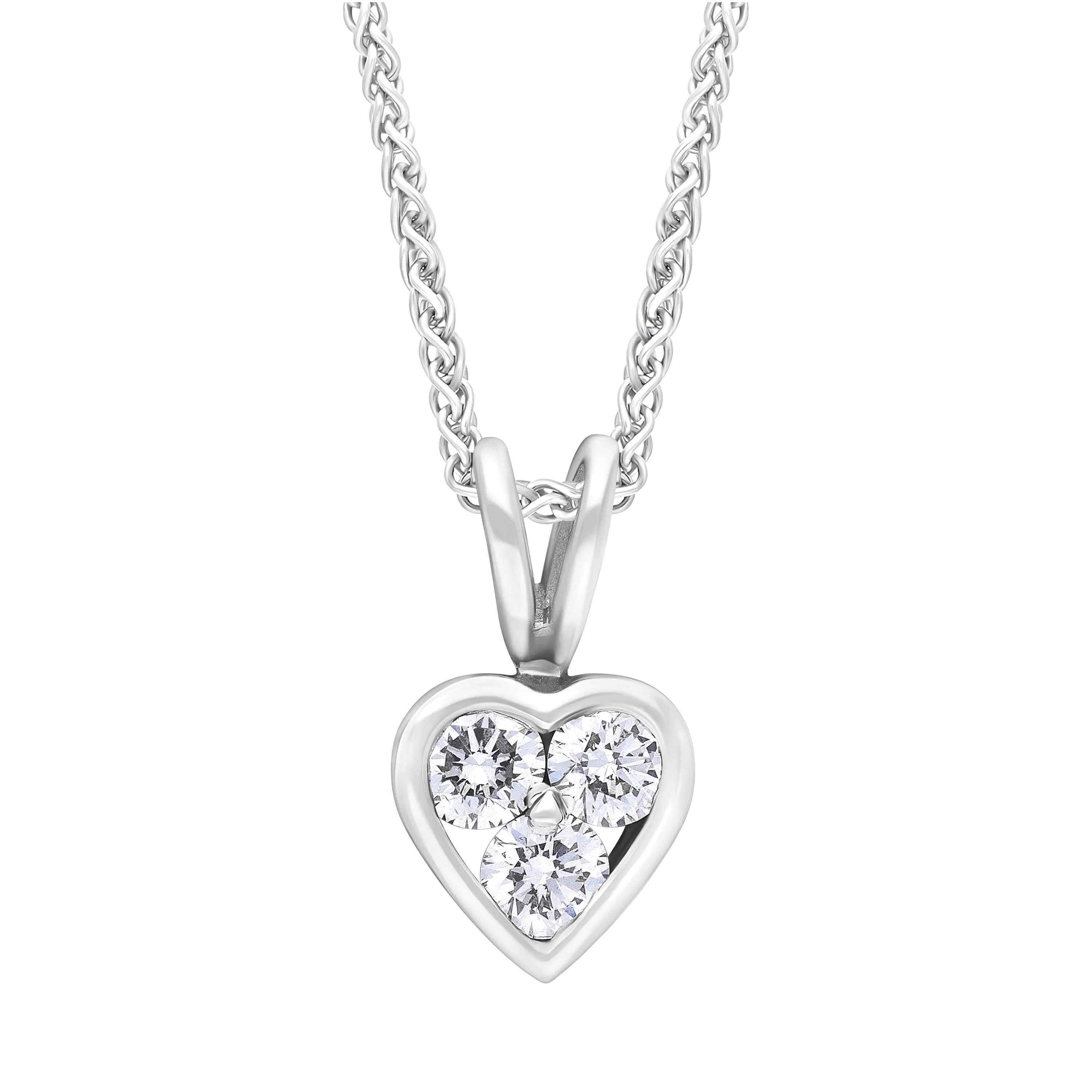 18ct White Gold 0.21ct Diamond Heart Necklace sold by C.W. Sellors