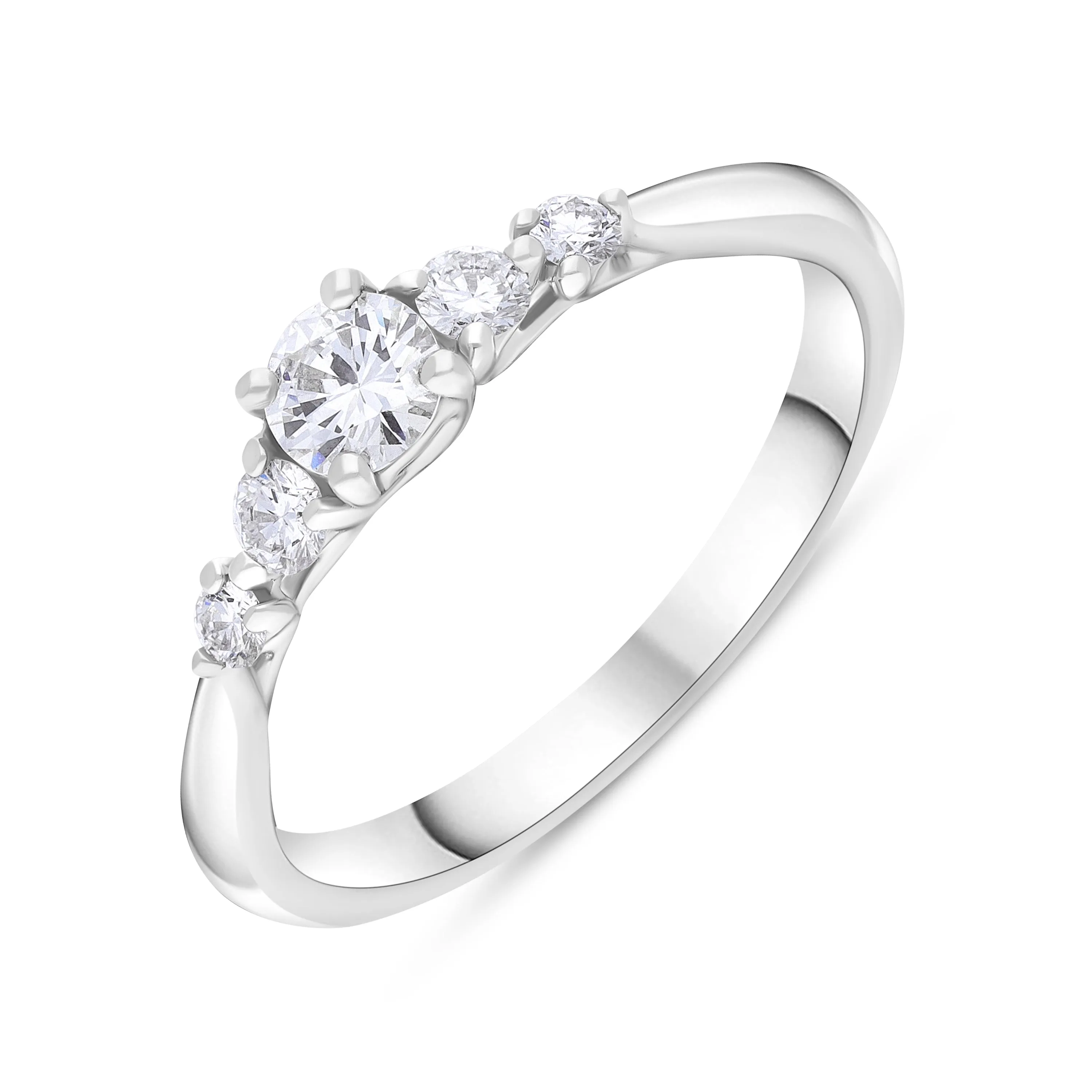 Platinum 0.44ct Diamond GIA Certified 5 Stone Ring sold by C.W. Sellors