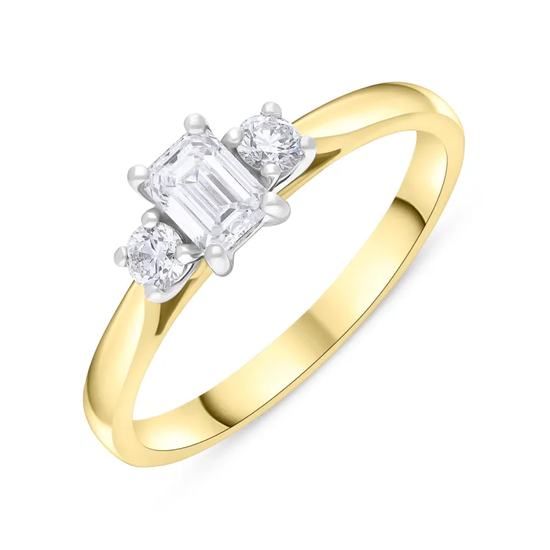 18ct Yellow Gold 0.48ct Diamond GIA Certified EVS1 Trilogy Ring made by C.W. Sellors